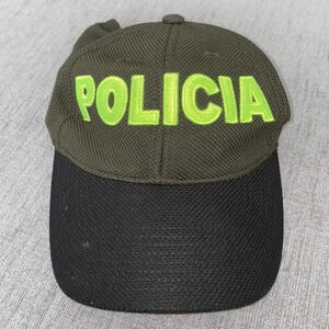 Cool  forest green black Policia logo baseball Hat